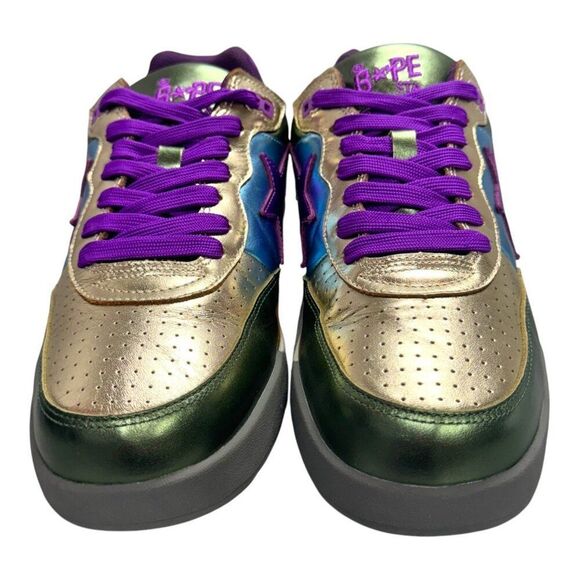 A Bathing Ape BAPE Roadsta Metallic Green Purple Size 9.5 1I20191006 Sta New Box - Picture 7 of 14